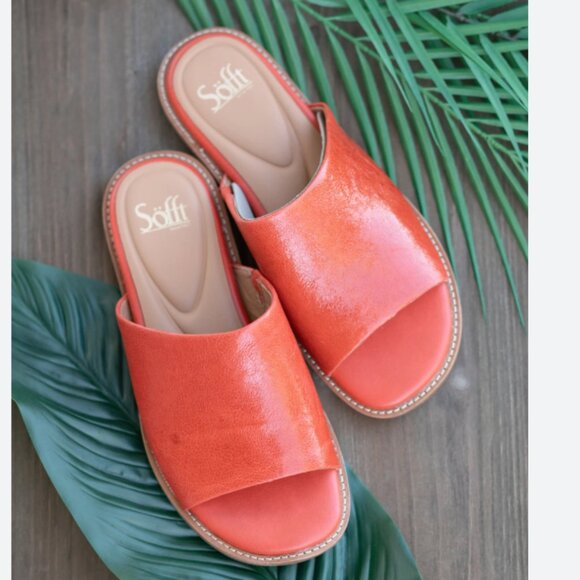 NEW SOFFT Leather Noble Comfort Slide Sandals for women 255 3T7 - Picture 2 of 6
